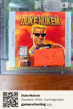 Duke Nukem Game Boy Color, NTSC cartridge label