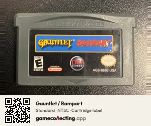 Gauntlet / Rampart Game Boy Advance, NTSC cartridge label