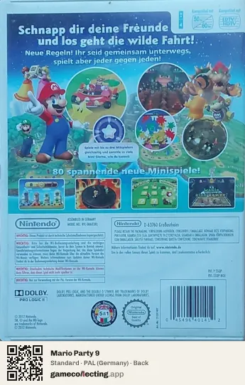 Mario Party 9 Nintendo Wii, Germany box back