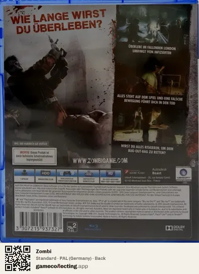 Zombi PlayStation 4, Germany box back
