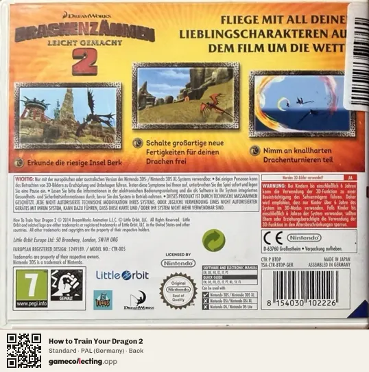 How to Train Your Dragon 2 Nintendo 3DS, Germany box back