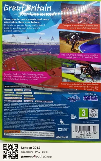 London 2012 Xbox 360, PAL box back