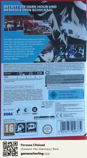 Persona 3 Reload Nintendo Switch 2, Germany box back
