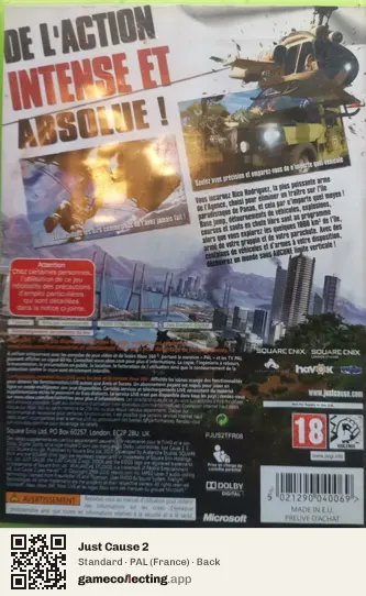 Just Cause 2 Xbox 360, France box back