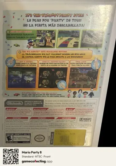 Mario Party 8 Nintendo Wii, NTSC box front