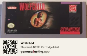 Wolfchild Super Nintendo Entertainment System, NTSC cartridge label