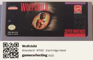 Wolfchild Super Nintendo Entertainment System, NTSC cartridge label