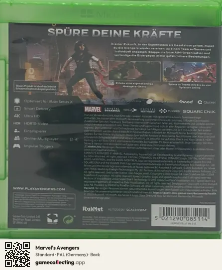 Marvel's Avengers Xbox One, Germany box back