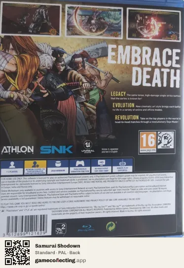 Samurai Shodown PlayStation 4, PAL box back