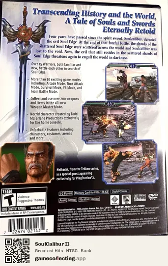 SoulCalibur II PlayStation 2, NTSC box back