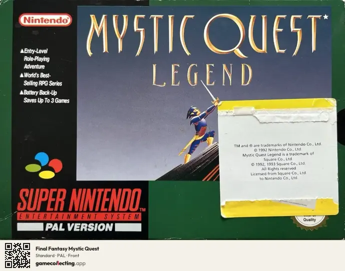 Final Fantasy Mystic Quest Super Nintendo Entertainment System, PAL box front