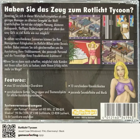 Rotlicht Tycoon Computer, Germany box back
