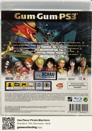 One Piece: Pirate Warriors PlayStation 3, Germany box back