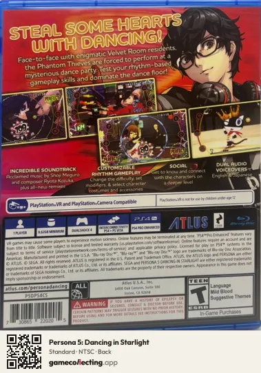 Persona 5: Dancing in Starlight PlayStation 4, NTSC box back