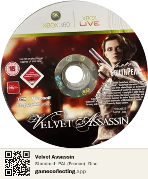 Velvet Assassin Xbox 360, PAL disc