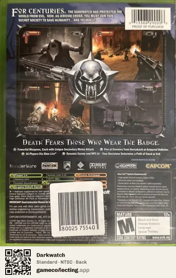Darkwatch Xbox, NTSC box back