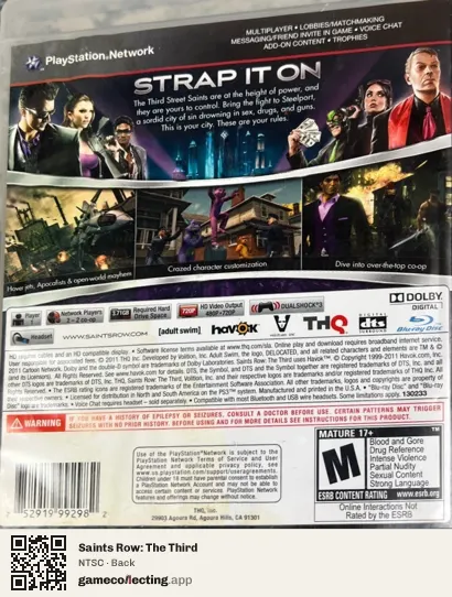 Saints Row: The Third PlayStation 3, NTSC box back