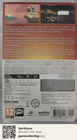 Spiritfarer Nintendo Switch, PAL box back