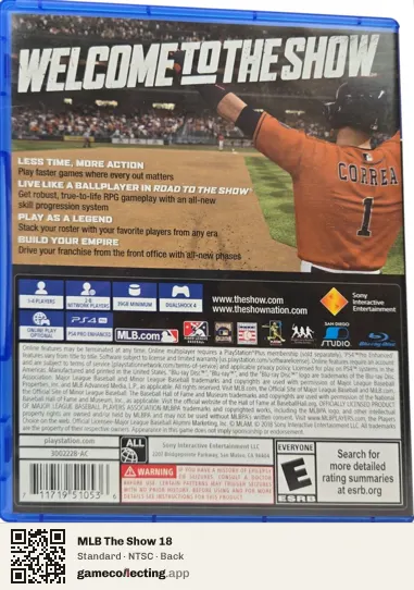 MLB The Show 18 PlayStation 4, NTSC box back