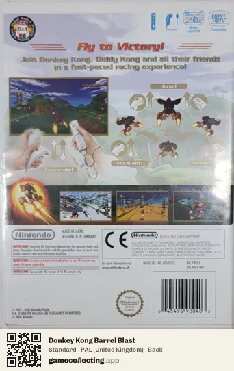 Donkey Kong Barrel Blast Nintendo Wii, United Kingdom box back