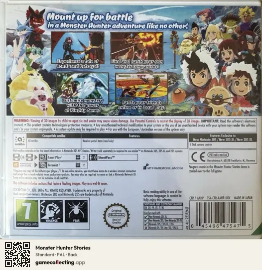 Monster Hunter Stories Nintendo 3DS, PAL box back