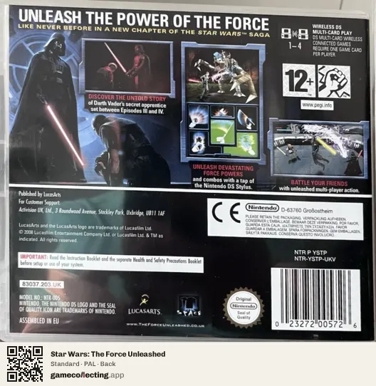 Star Wars: The Force Unleashed Nintendo DS, PAL box back