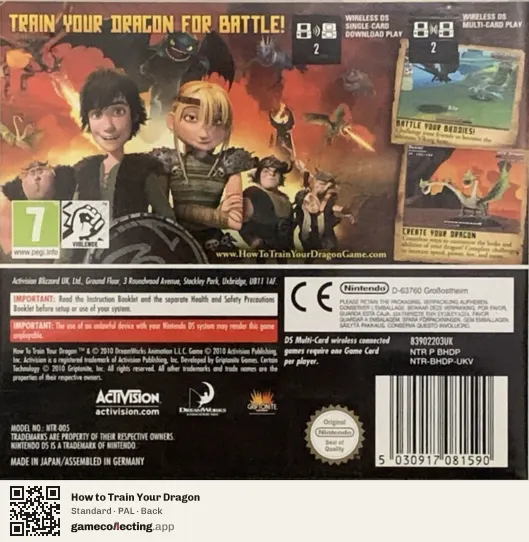 How to Train Your Dragon Nintendo DS, PAL box back