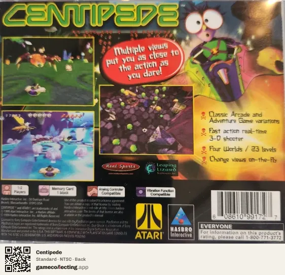 Centipede PlayStation, NTSC box back