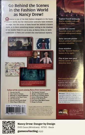 Nancy Drew: Danger by Design Computer, NTSC box back