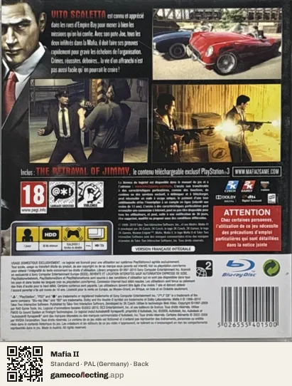 Mafia II PlayStation 3, Germany box back