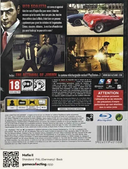 Mafia II PlayStation 3, Germany box back