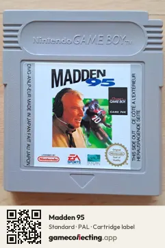 Madden 95 Game Boy, PAL cartridge label