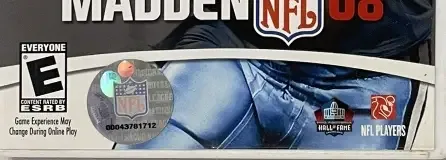 Madden NFL 08, the ESRB box on its front