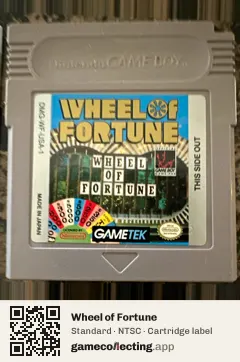 Wheel of Fortune Game Boy, NTSC cartridge label