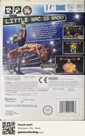 Punch-Out!! Nintendo Wii, PAL box back
