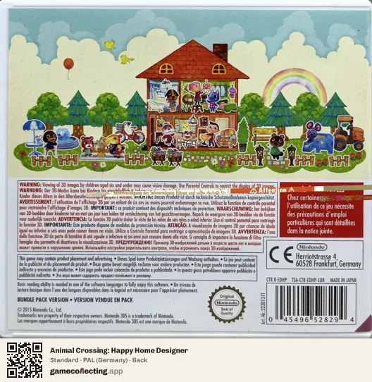 Animal Crossing: Happy Home Designer Nintendo 3DS, Germany box back