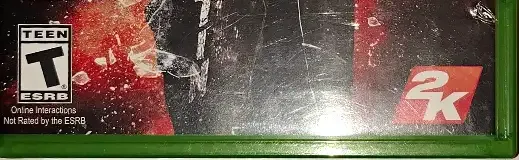 WWE 2K16, the ESRB box on its front