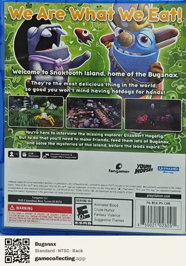 Bugsnax PlayStation 5, NTSC box back