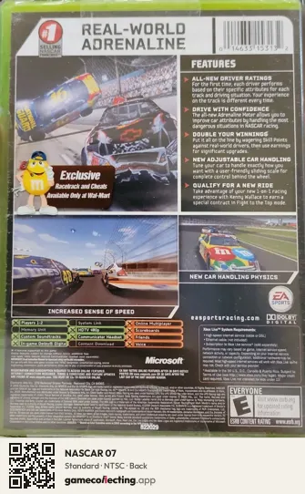 NASCAR 07 Xbox, NTSC box back