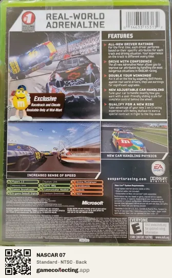 NASCAR 07 Xbox, NTSC box back