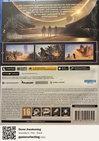 Dune: Awakening PlayStation 5, PAL box back