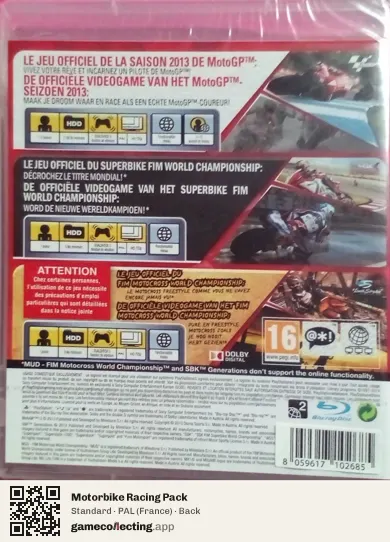 Motorbike Racing Pack PlayStation 3, France box back