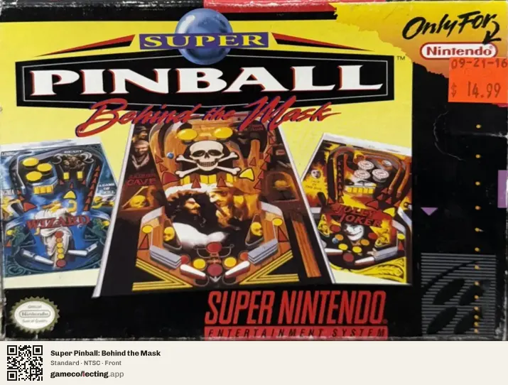 Super Pinball: Behind the Mask Super Nintendo Entertainment System, NTSC box front