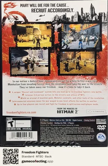 Freedom Fighters PlayStation 2, NTSC box back