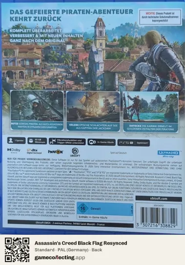 Assassin's Creed Black Flag Resynced PlayStation 5, Germany box back