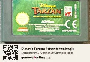 Disney's Tarzan: Return to the Jungle Game Boy Advance, PAL cartridge label