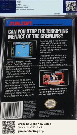 Gremlins 2: The New Batch Nintendo Entertainment System, NTSC box back