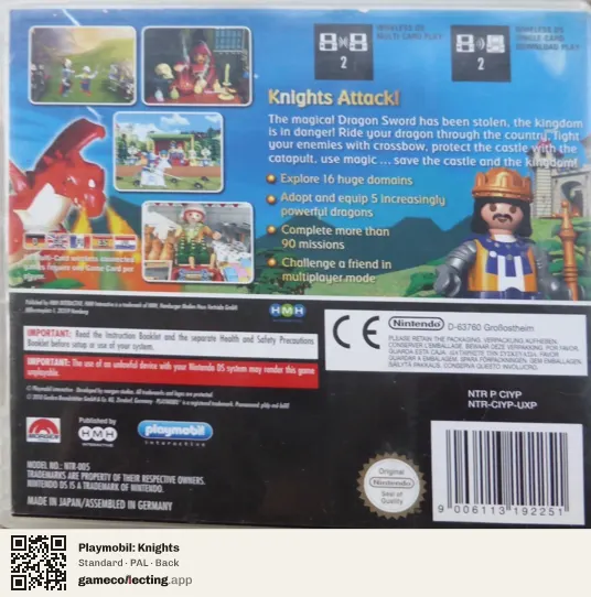 Playmobil: Knights Nintendo DS, PAL box back