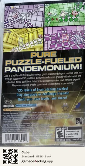 Cube PlayStation Portable, NTSC box back