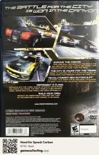 Need for Speed: Carbon PlayStation 2, NTSC box back
